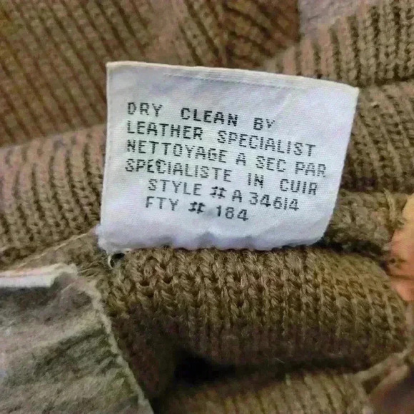 Vintage Leather & Knit Bomber Jacket 80s/90s Mixed Media Zip-Up Brown Retro M - Picture 6 of 13